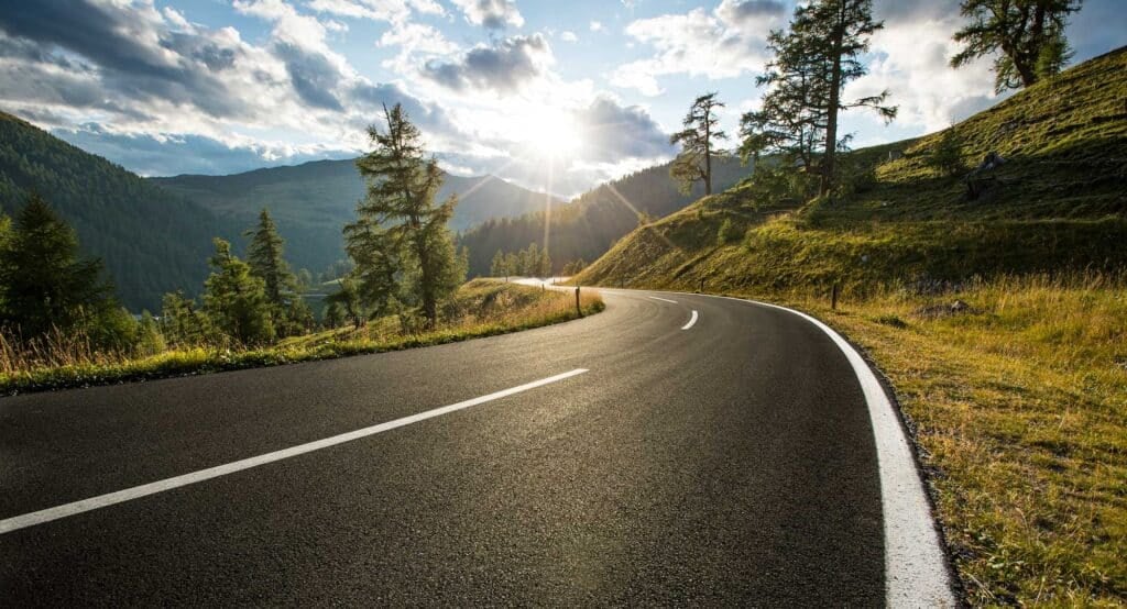 Asphalt road on a beautiful summer day
